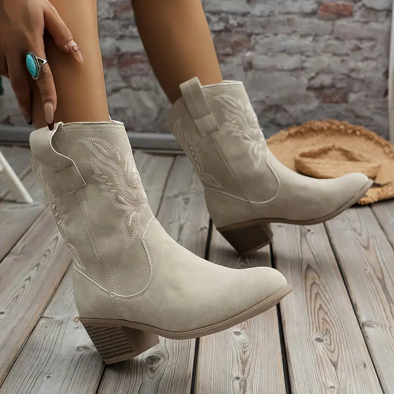 Krohn-e | Cowboy Damen Stiefeletten mit Absatz