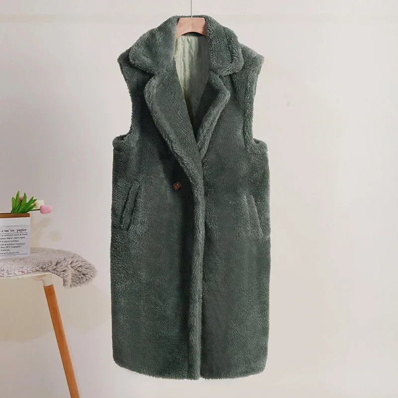 Krohn-e | Damenfütterung Ohne Ärmel Aus Plüsch Wintermantel