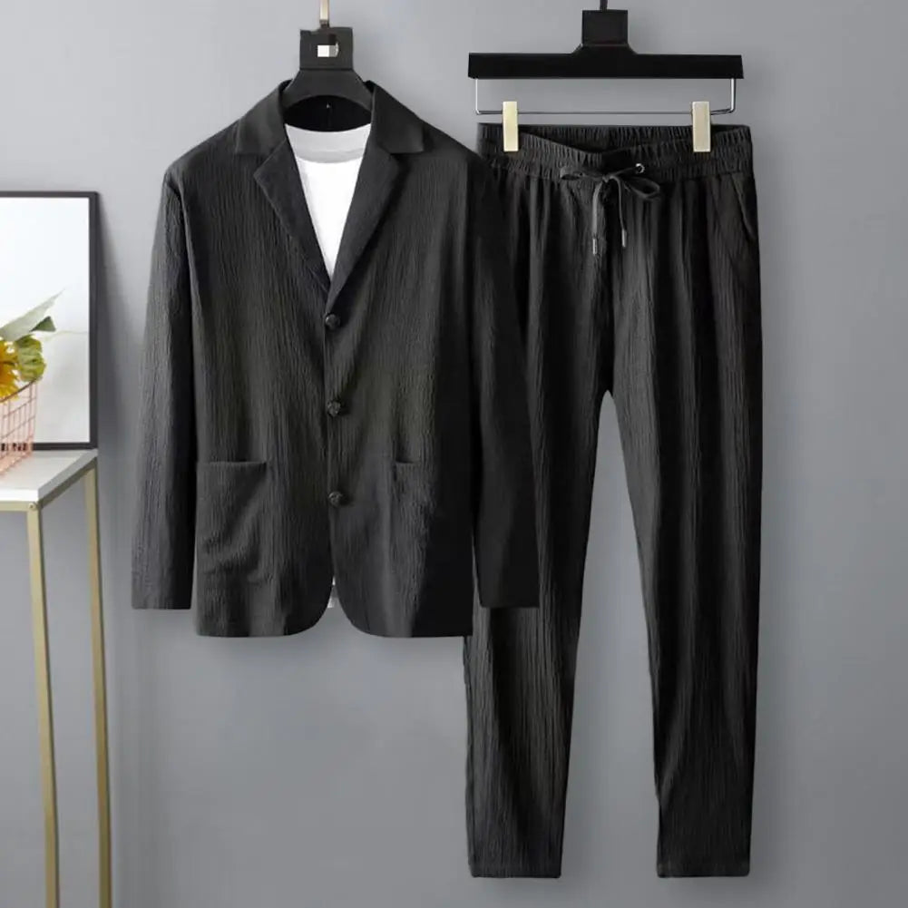 Leinen-Anzughose mit Kordelzug und dazugehörigem Jacket
