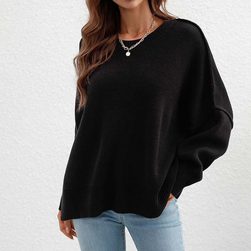 Krohn-e | Pullover - Damen Herbst Rundhals Strickpullover