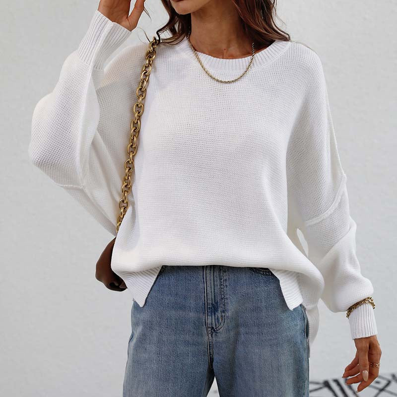 Krohn-e | Eleganter Einfarbiger Strickpullover Für Freizeit