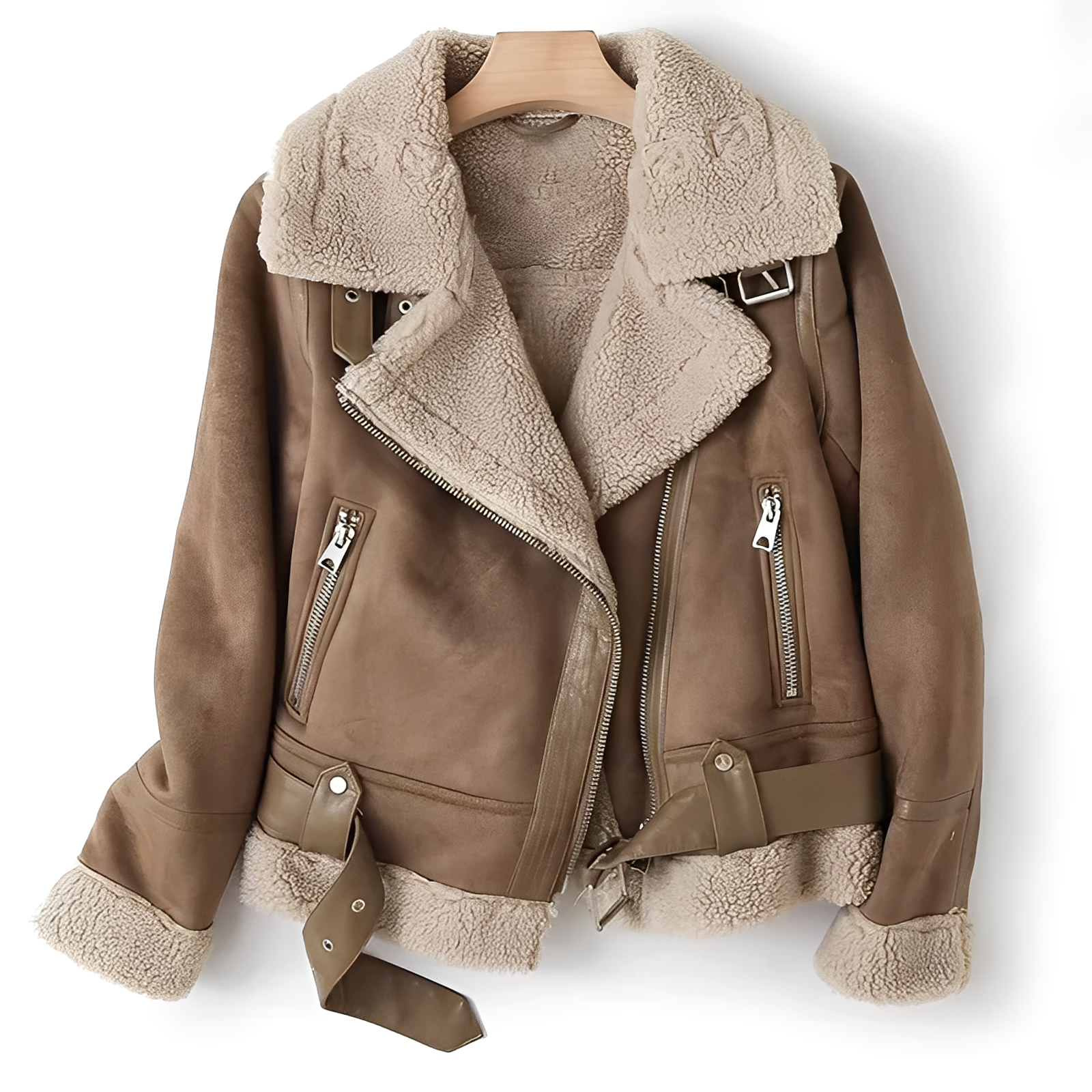 Krohn-e | Warme Bikerjacke aus Schaffell für Frauen