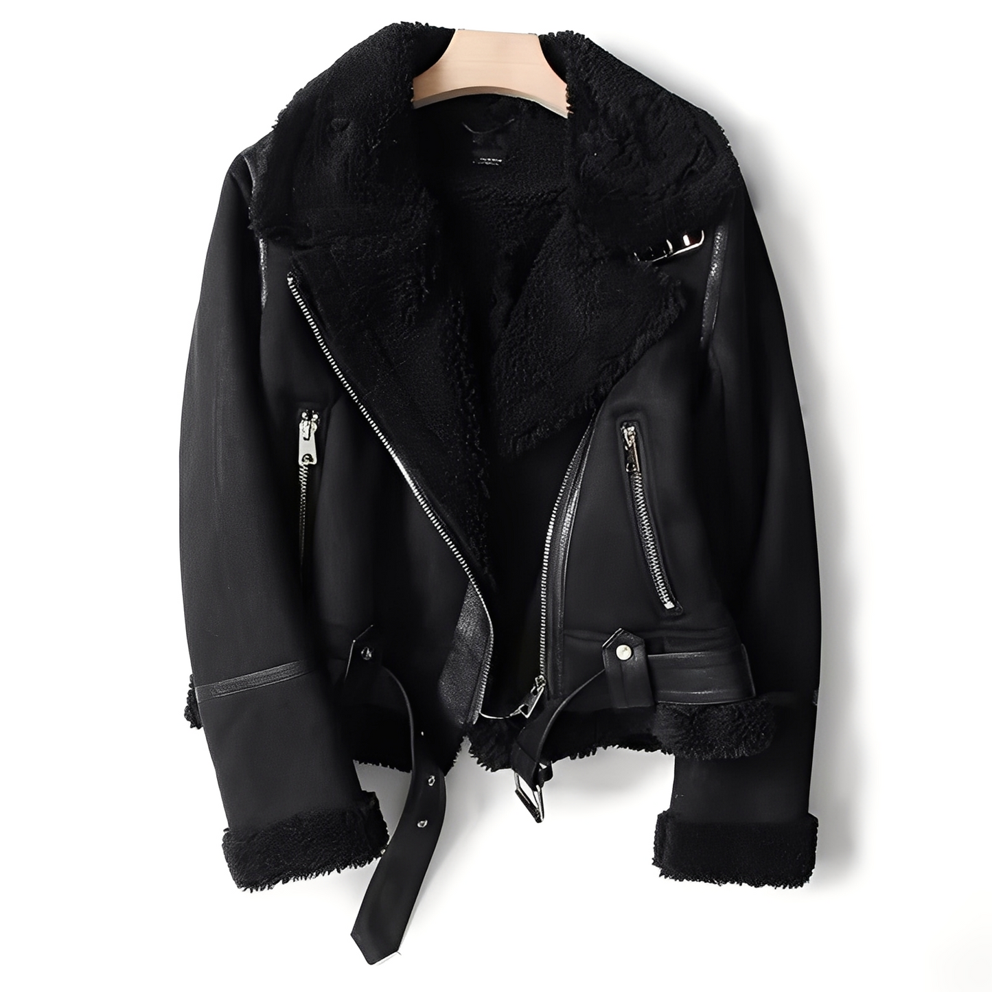 Krohn-e | Warme Bikerjacke aus Schaffell für Frauen