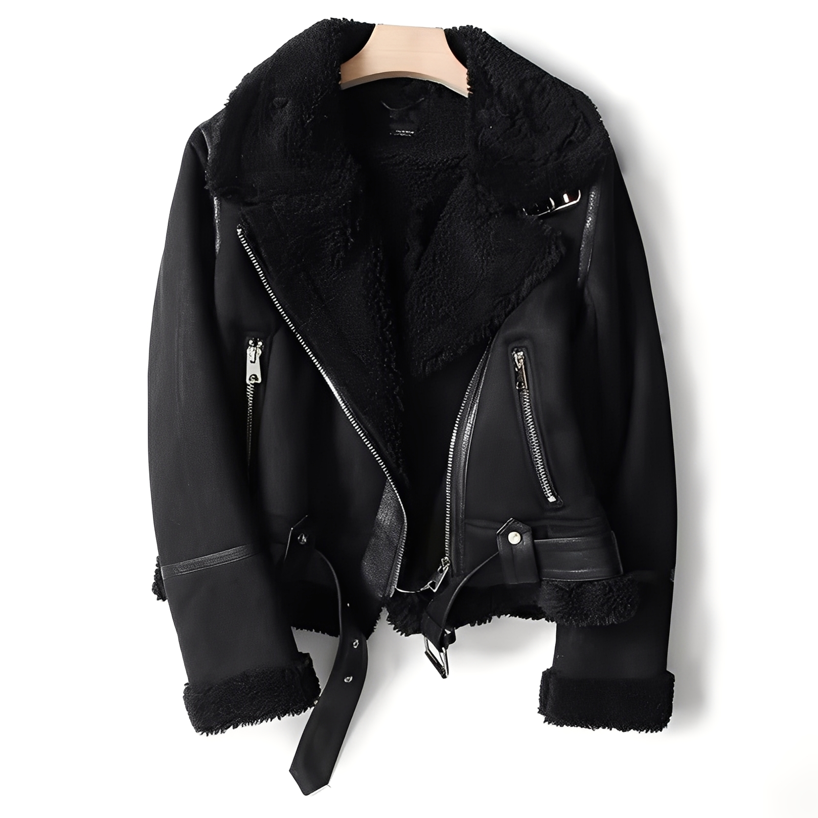 Krohn-e | Warme Bikerjacke aus Schaffell für Frauen