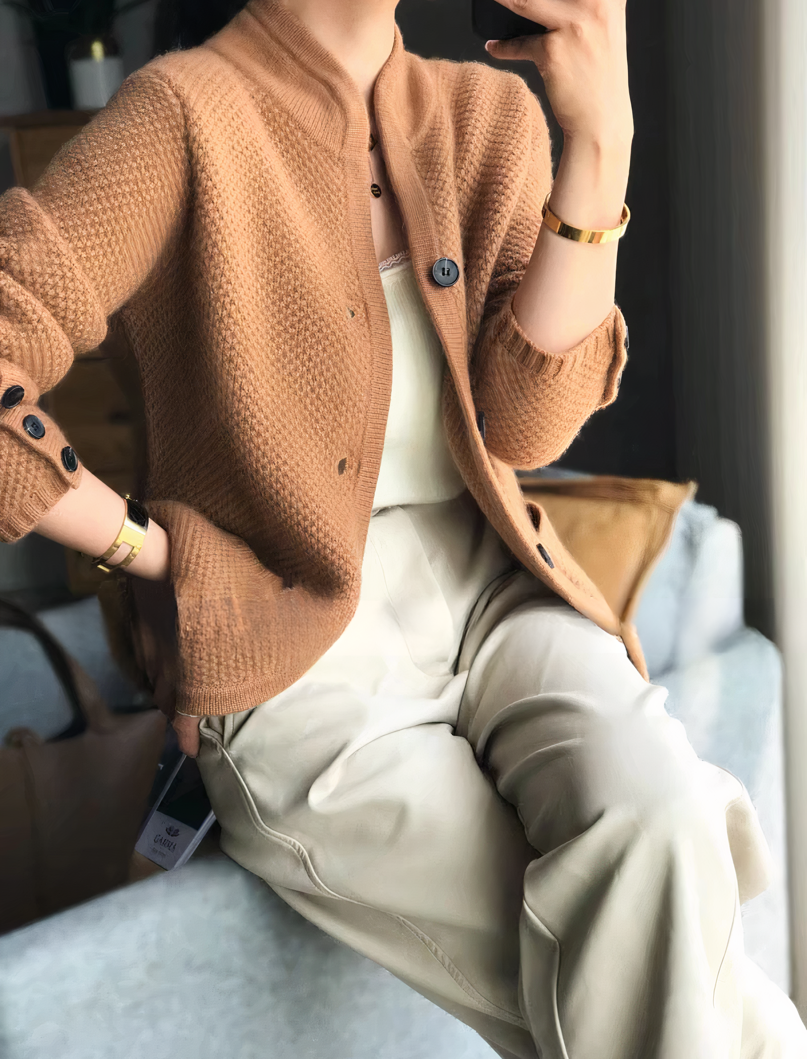 Krohn-e | eleganter Kaschmir-Cardigan mit Knopfverschluss für Frauen