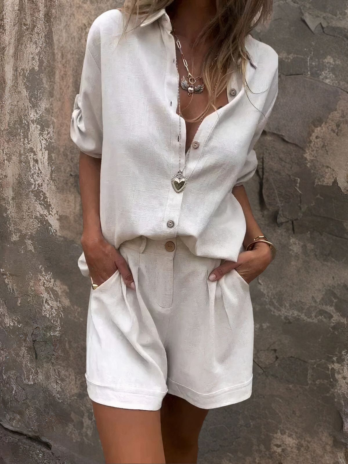 Relaxed Shorts and Blouse Set - Marlea