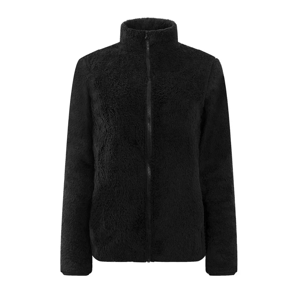 Maud Komfort-Passform Plüschjacke mit Reißverschluss