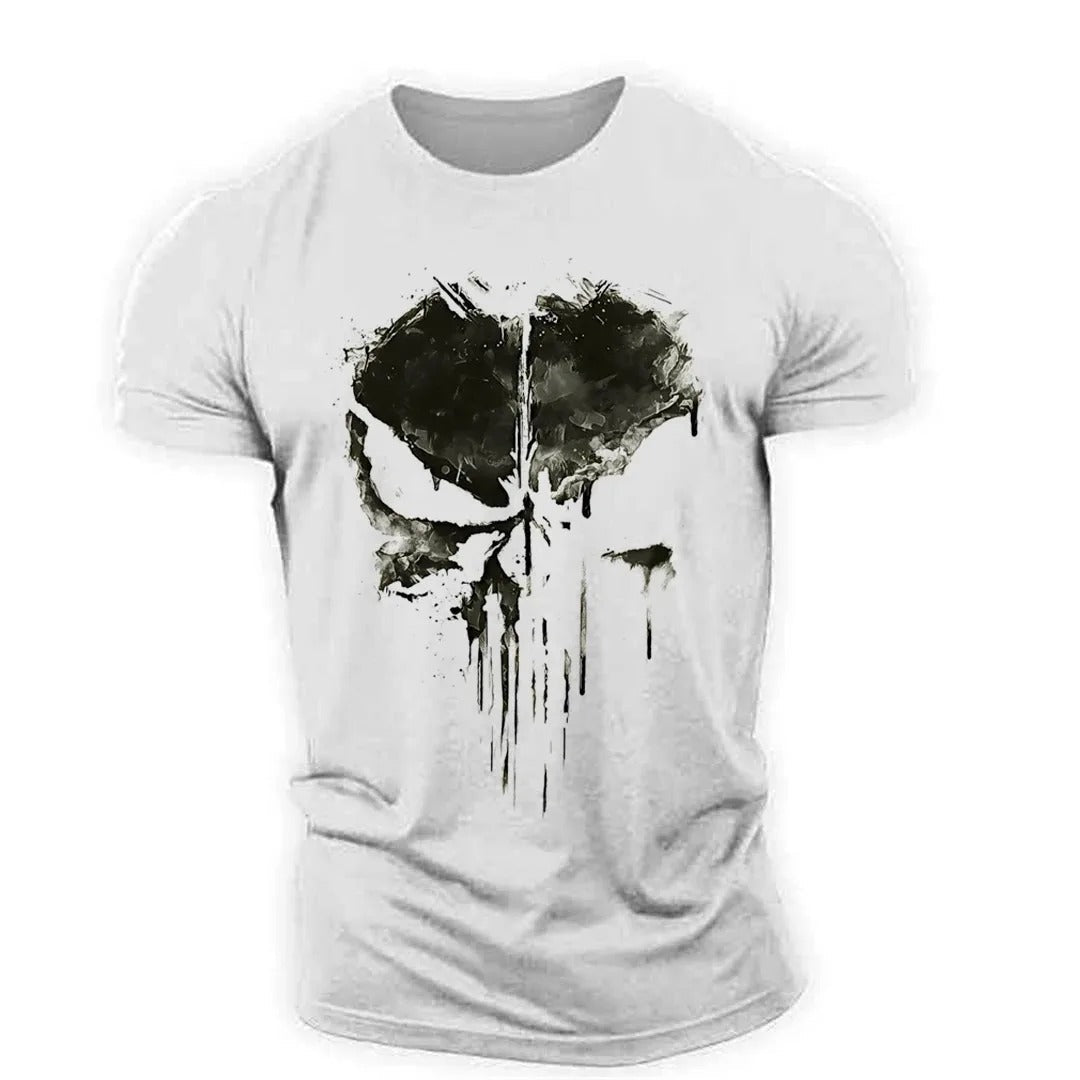 T-Shirt mit Totenkopf-Motiv für Herren - Rundhals