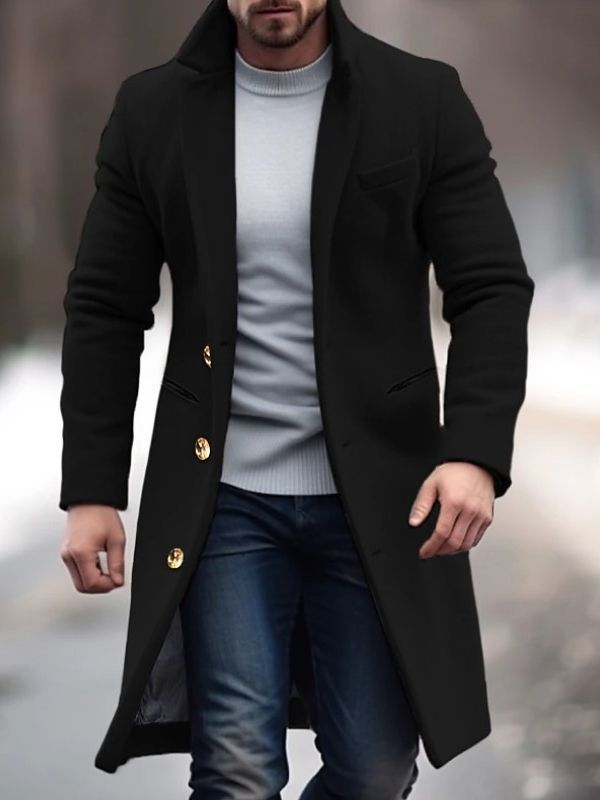 Herrenmantel mit elegantem, gekerbtem Revers