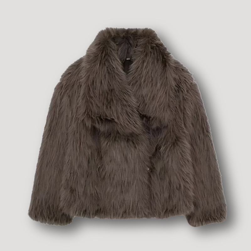 Übergroße Jacke mit weichem, flauschigem Kunstfellkragen von Bralyn