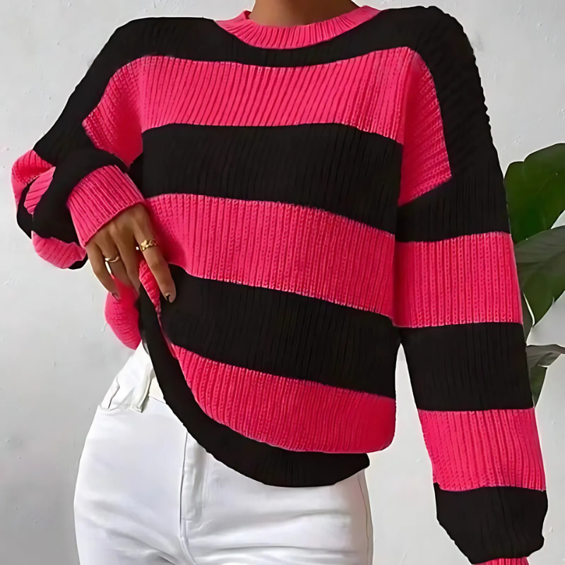 Krohn-e | Weicher Damenpullover mit Langen Ärmeln und Streifen