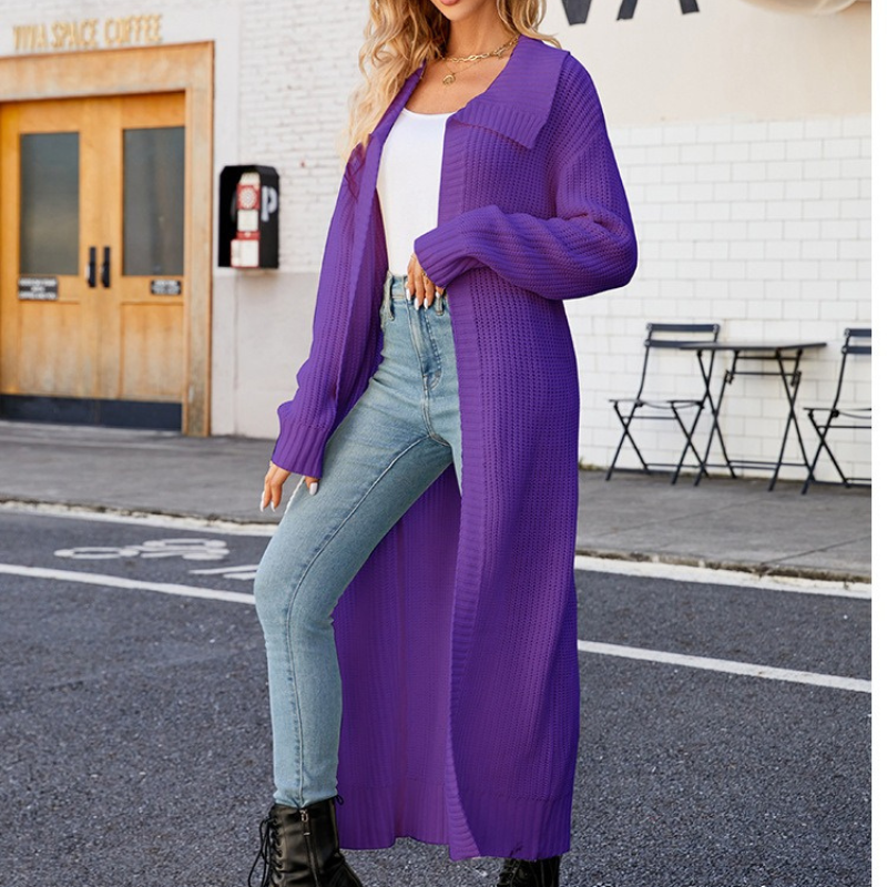 Krohn-e | Elegante Damen Maxi Jacke mit Langen Ärmeln