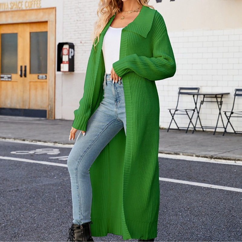 Krohn-e | Elegante Damen Maxi Jacke mit Langen Ärmeln