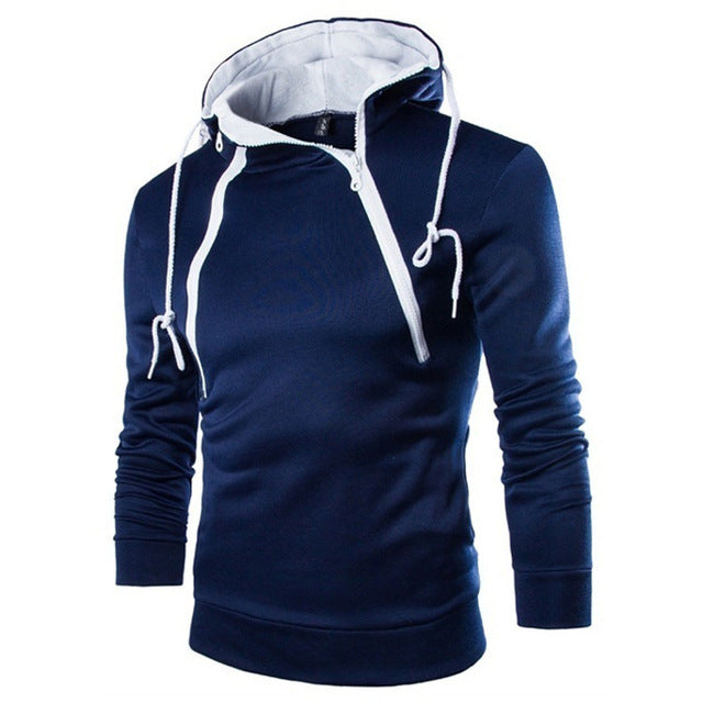 Herren Kapuzenpullover mit modernem Doppelreißverschluss