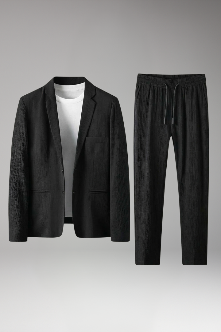 KROHN-E Herren Anzug-Set Blazer Hose Reverskragen Business
