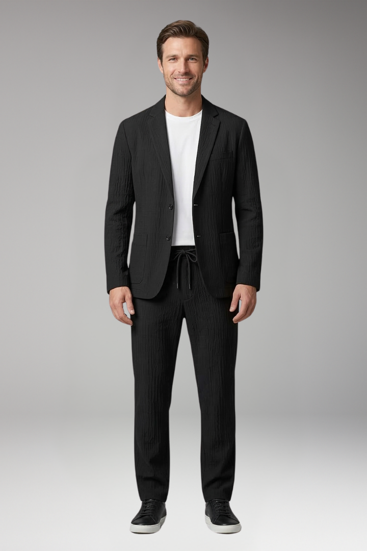 KROHN-E Herren Anzug-Set Blazer Hose Reverskragen Business