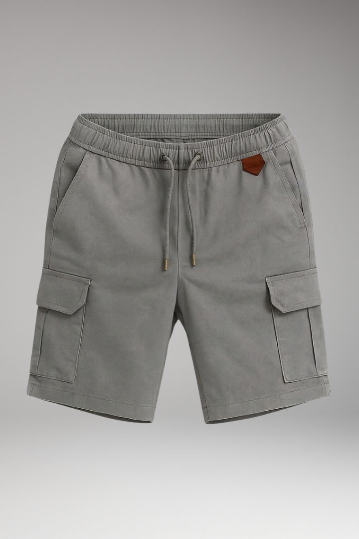 KROHN-E Herren Cargo-Shorts Elastikbund Kordelzug