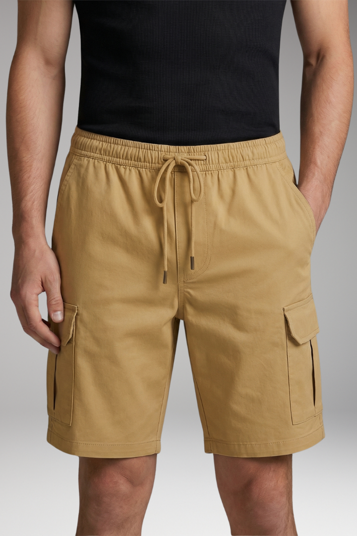 KROHN-E Herren Cargo-Shorts Elastikbund Kordelzug Seitentaschen Sommer