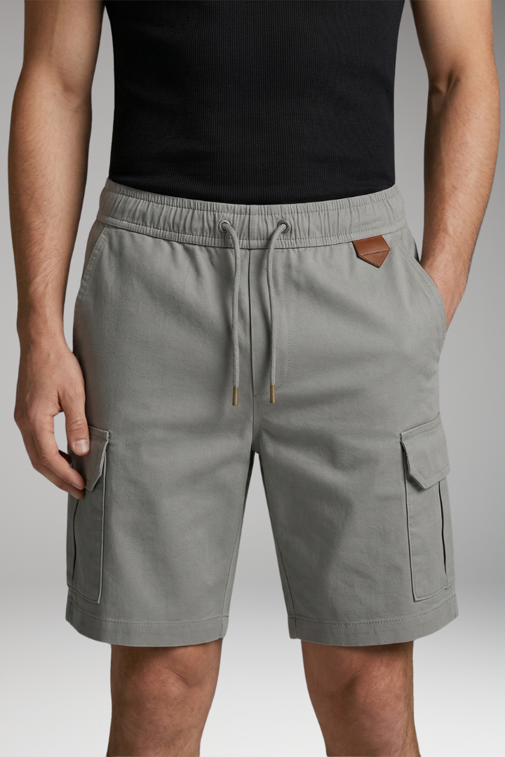 KROHN-E Herren Cargo-Shorts Elastikbund Kordelzug Seitentaschen Sommer