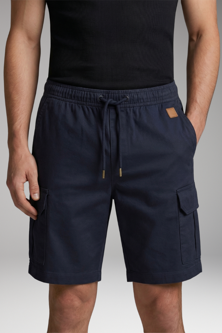 KROHN-E Herren Cargo-Shorts Elastikbund Kordelzug Seitentaschen Sommer