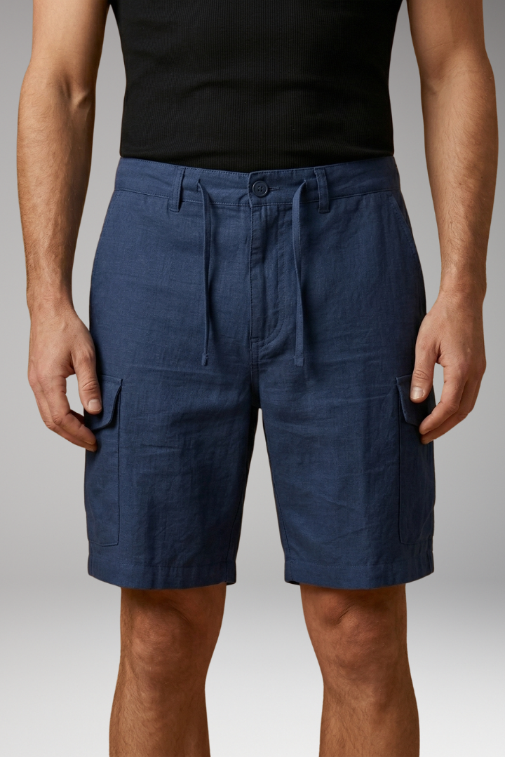 KROHN-E Herren Cargo-Shorts Elastikbund Mehrere Taschen