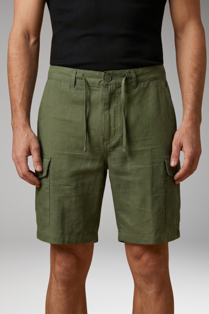 KROHN-E Herren Cargo-Shorts Elastikbund Mehrere Taschen