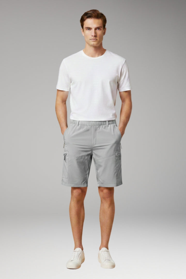 KROHN-E Herren Cargo-Shorts Elastikbund Reißverschluss-Taschen Outdoor
