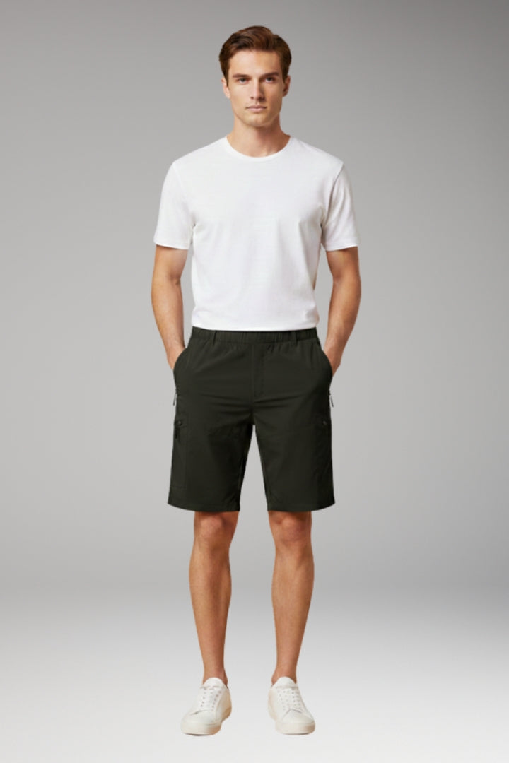 KROHN-E Herren Cargo-Shorts Elastikbund Reißverschluss-Taschen Outdoor