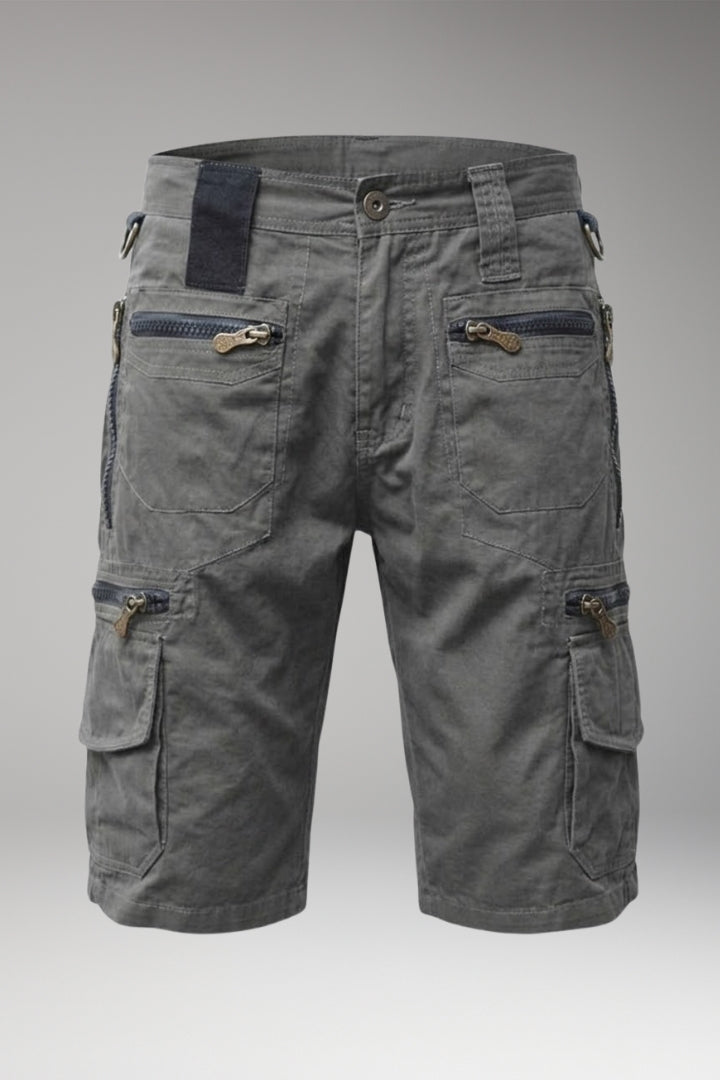 KROHN-E Herren Cargo-Shorts khaki Baumwolle mehrere Taschen