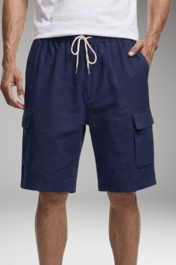 KROHN-E Herren Cargo-Shorts mit Kordelzug und Taschen