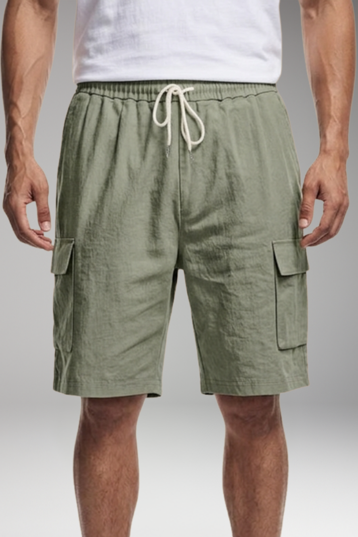 KROHN-E Herren Cargo-Shorts mit Kordelzug und Taschen