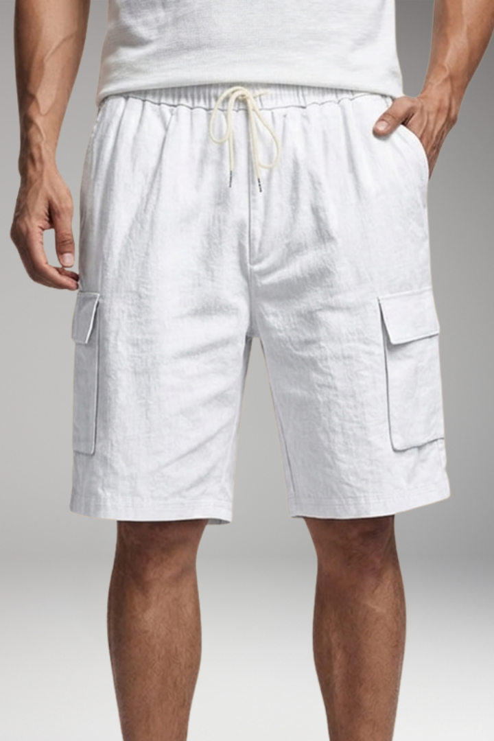 KROHN-E Herren Cargo-Shorts mit Kordelzug und Taschen