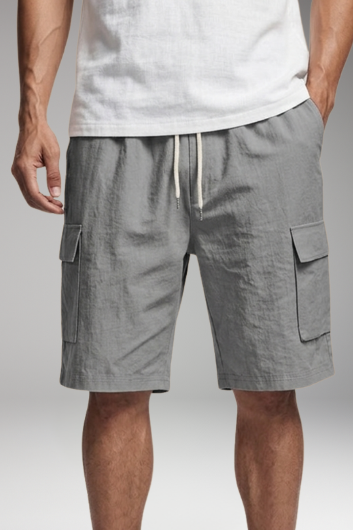 KROHN-E Herren Cargo-Shorts mit Kordelzug und Taschen