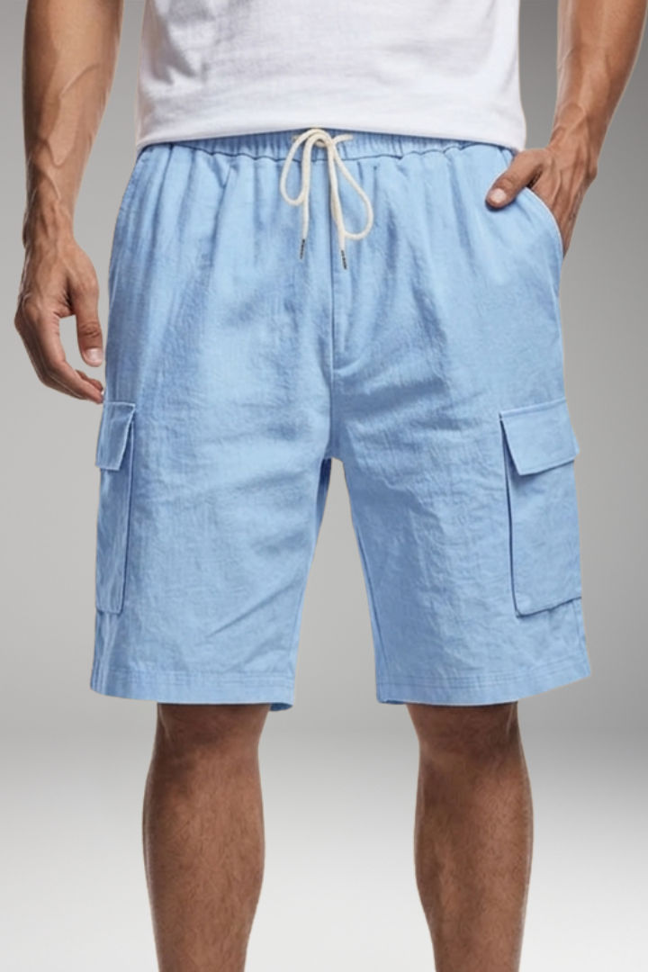 KROHN-E Herren Cargo-Shorts mit Kordelzug und Taschen