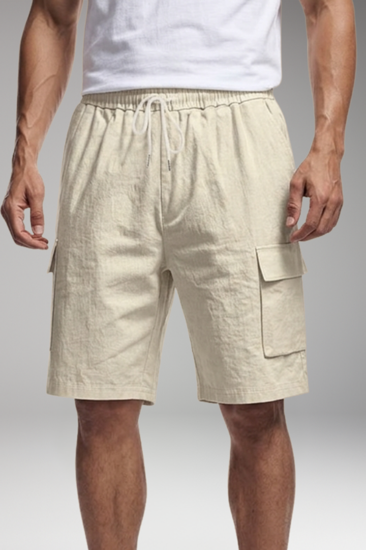 KROHN-E Herren Cargo-Shorts mit Kordelzug und Taschen
