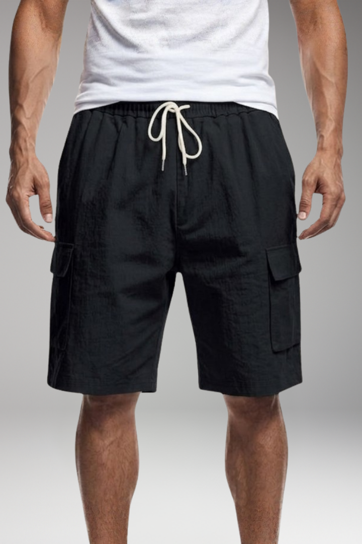KROHN-E Herren Cargo-Shorts mit Kordelzug und Taschen