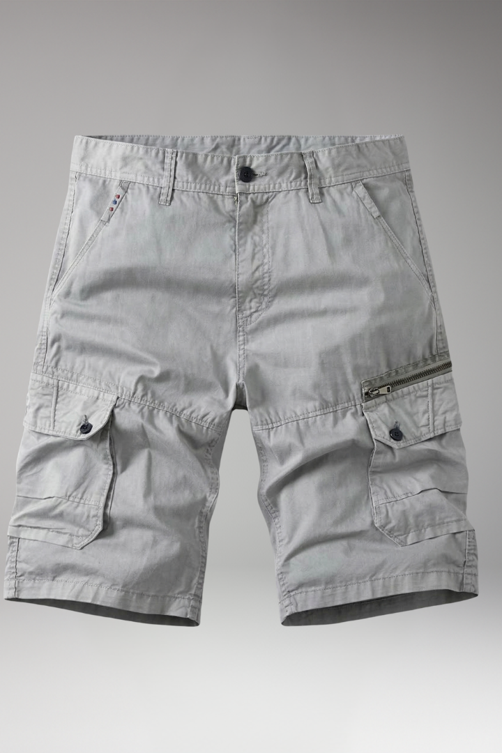 KROHN-E Herren Cargo-Shorts Zip-Taschen Khaki