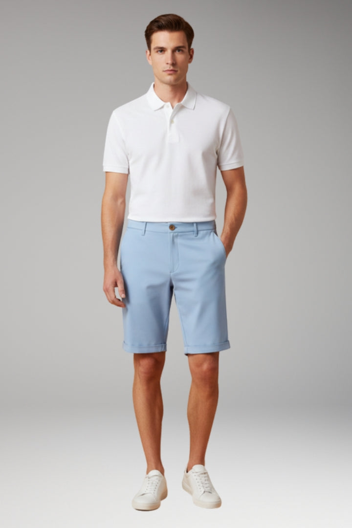 KROHN-E Herren Slim-Fit Shorts Knopf Reißverschluss Umschlag
