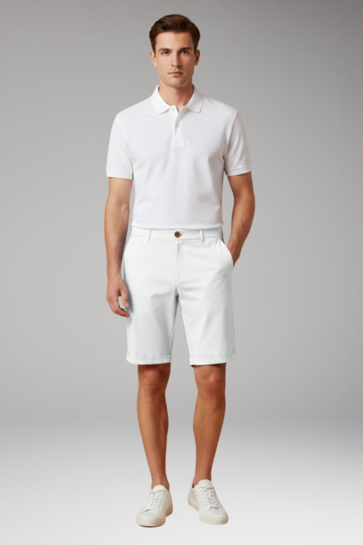 KROHN-E Herren Slim-Fit Shorts Knopf Reißverschluss Umschlag