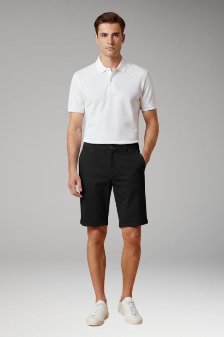 KROHN-E Herren Slim-Fit Shorts Knopf Reißverschluss Umschlag