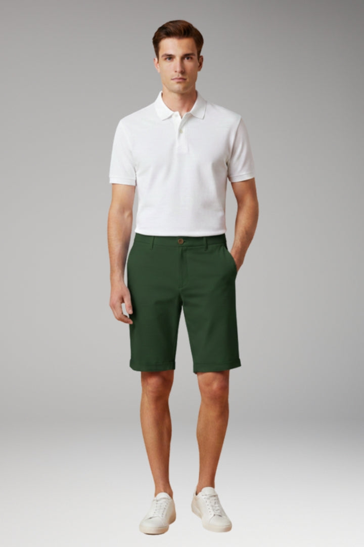 KROHN-E Herren Slim-Fit Shorts Knopf Reißverschluss Umschlag