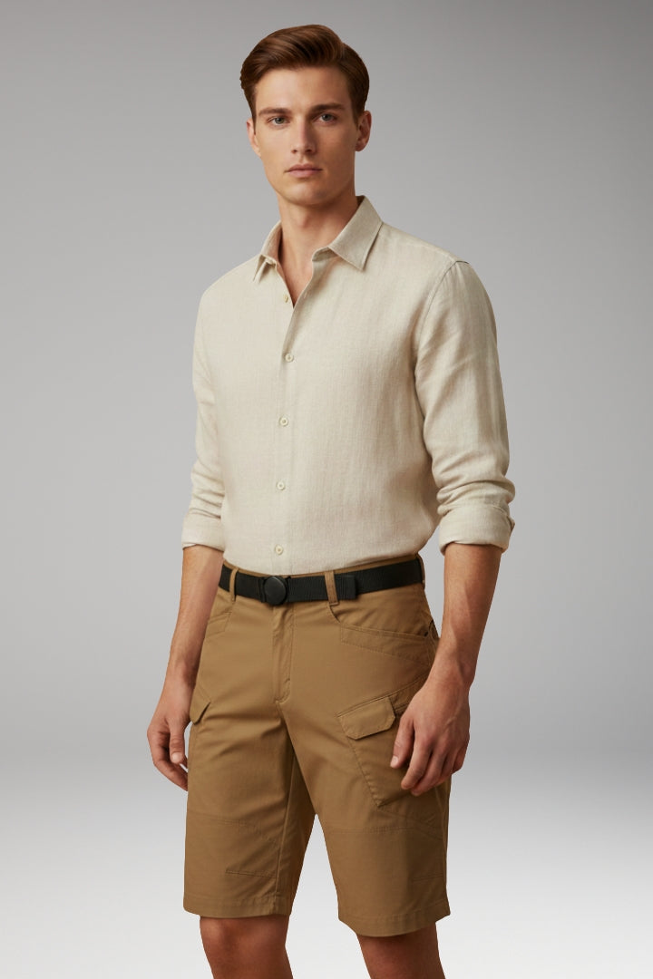 KROHN-E Herren Sommer-Shorts Verstellbar Reißverschluss-Taschen Outdoor