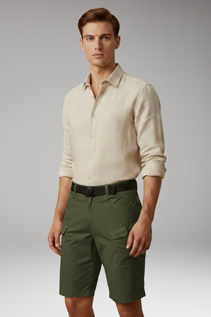 KROHN-E Herren Sommer-Shorts Verstellbar Reißverschluss-Taschen Outdoor