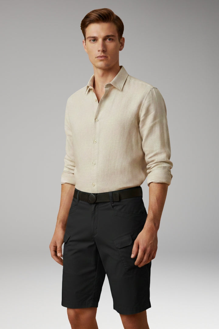 KROHN-E Herren Sommer-Shorts Verstellbar Reißverschluss-Taschen Outdoor