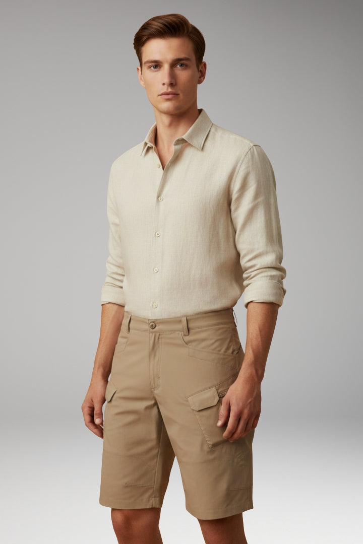 KROHN-E Herren Sommer-Shorts Verstellbar Reißverschluss-Taschen Outdoor