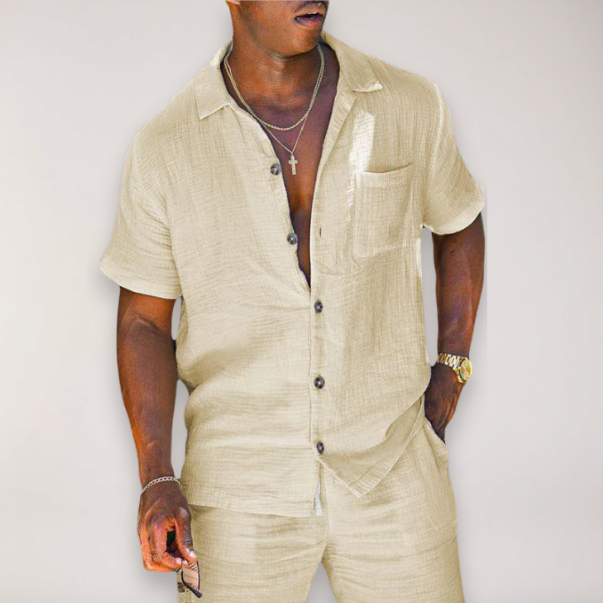 Elias | Herren Sommer Set Kurzarmhemd und Hose