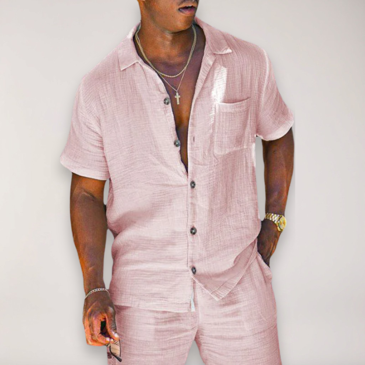 Elias | Herren Sommer Set Kurzarmhemd und Hose