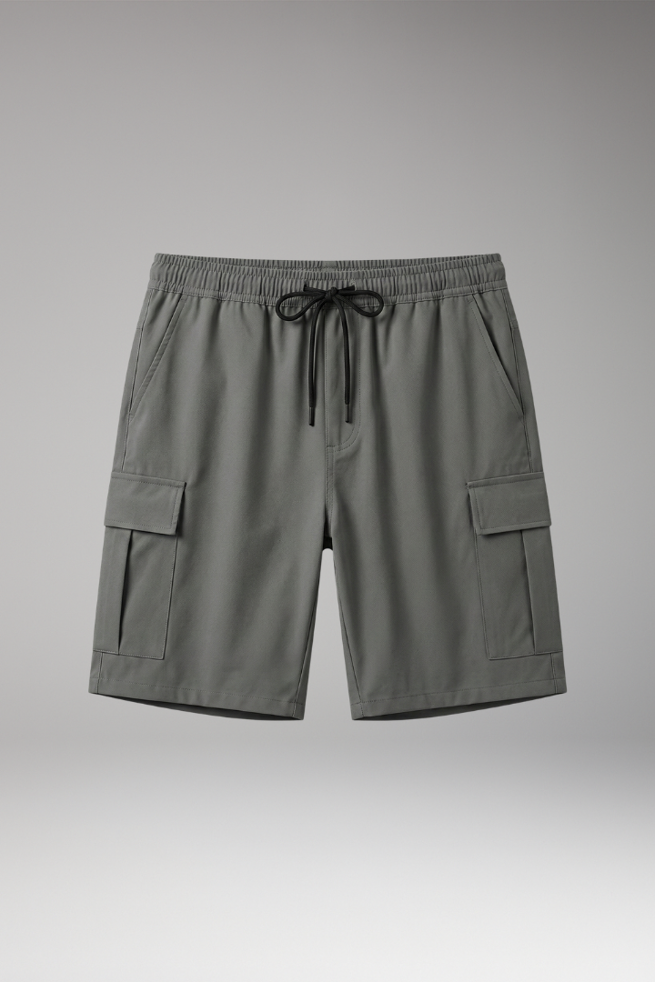 Men’s Cargo Shorts with Drawstring Waistband and Knee-Length Cut - Street-Wave