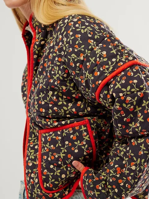 Krohn-e | Weinlese Floral Print Damenmantel