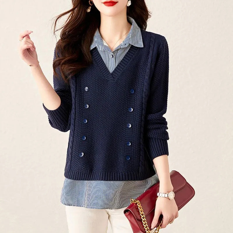 Damenoberteil Tahir: Zweiteiliger Strickpullover